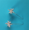 2 stk. Flotte Sølvfarvede  glitter stjerner på lang nål. Stjeren ca. 2,2 cm. Total længde med nål ca.. 9 cm.